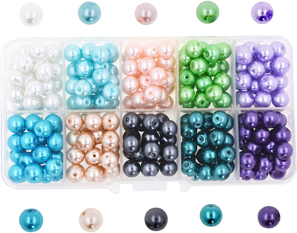 Pearl Beads for Jewelry Making, Caffox 1680PCS Round Glass Pearls Beads  with Holes for Making Earring, Necklaces, Bracelets and Jewelry DIY Craft