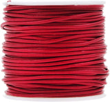 Mandala Crafts Round Cowhide Genuine Leather String Cord, Natural Rawhide Rope for Jewelry Making, Kumihimo Braiding, Shoelaces (3mm, Red)