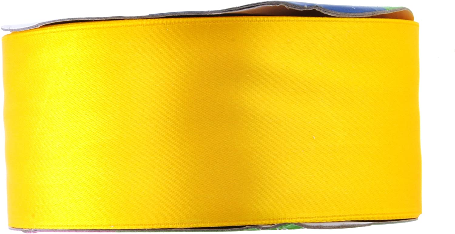 Yellow Satin Ribbon 2 Inch 50 Yard Roll for Gift Wrapping, Weddings, Hair, Dresses, Blanket Edging, Crafts, Bows, Ornaments; by Mandala Crafts