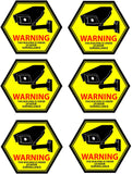 Mandala Craft Security Camera Decal Warning Window Stickers, CCTV Video Surveillance Recording Signs from Vinyl for Indoors, Outdoors; Back Adhesive Yellow