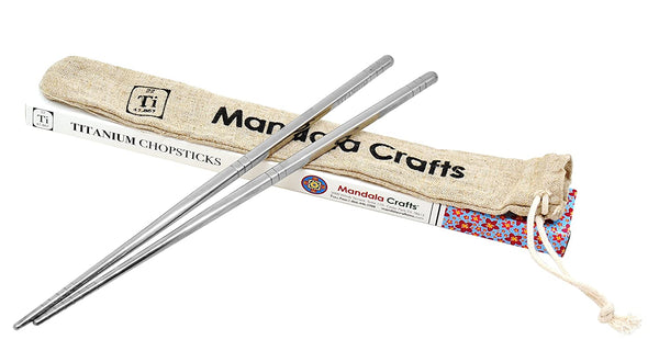 Mandala Crafts Reusable Titanium Chopstick Set with Case for Adults and Kids; Portable and Dishwasher Safe