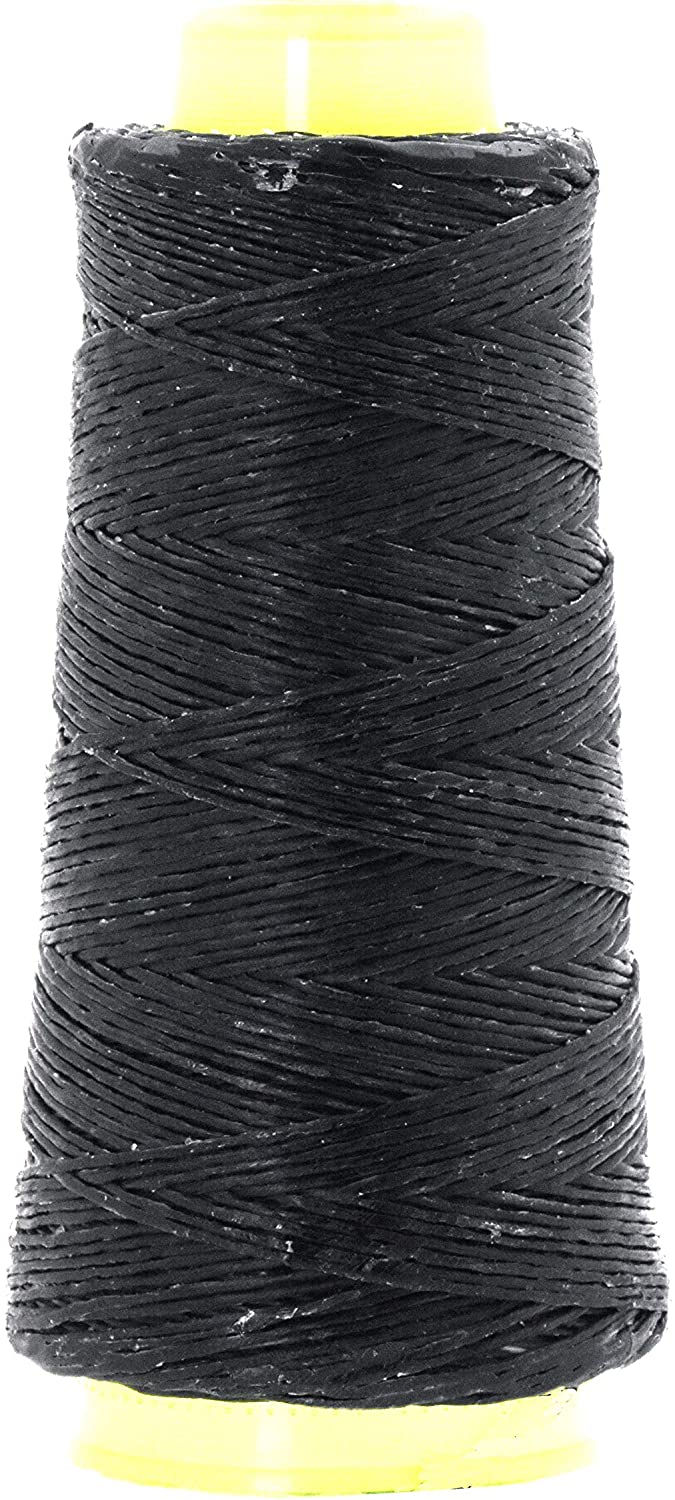 Mandala Crafts Whipping Twine, Lacing Cord String from Wax Polyester for Cable Tie, Sail Repair, Gardening, Crafting (Black)