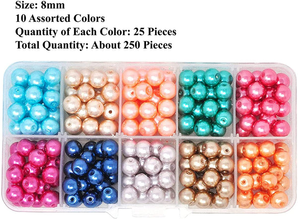 Mandala Crafts Glass Pearl Beads for Jewelry Making Spacers – Loose Faux Pearls for Crafts – Loose Fake Pearls for Jewelry Making Craft Pearls Vase Fillers 4mm 10 Colors Combo 2 1000 PCs