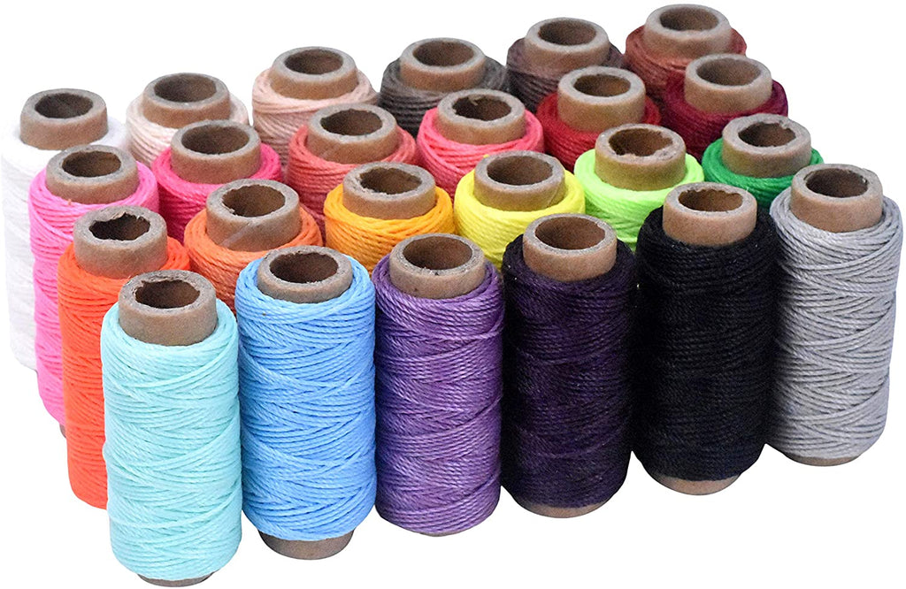 Wax Coated Thread, Wax Coating 15 Pcs DIY Making 15 Colors Leather Sewing  Thread for Wallets