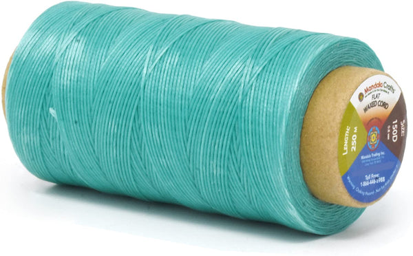 Flat Waxed Thread for Leather Sewing - Leather Thread Wax String Polyester Cord for Leather Craft Stitching Bookbinding by Mandala Crafts 210D 1mm 197 Yards Aquamarine