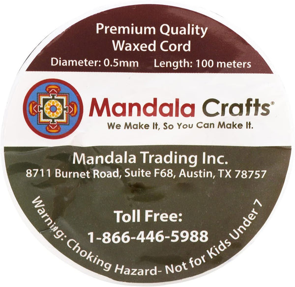 Mandala Crafts 0.5mm 109 Yards Jewelry Making Crafting Beading Macramé Waxed Cotton Cord Thread (Taupe)