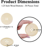 Wooden Buttons - Round Wood Buttons for Crafts Sewing Sweater by Mandala Crafts, Natural Color Bulk 20 PCs 50mm 2 Inch Button with 4 Holes