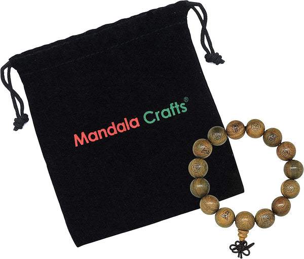 Mandala Crafts Mala Bracelet Wood Buddhist Prayer Beads for Men Women – Mala Wrist Meditation Beads Buddhist Bracelet -- Tibetan Prayer Beads Bracelet
