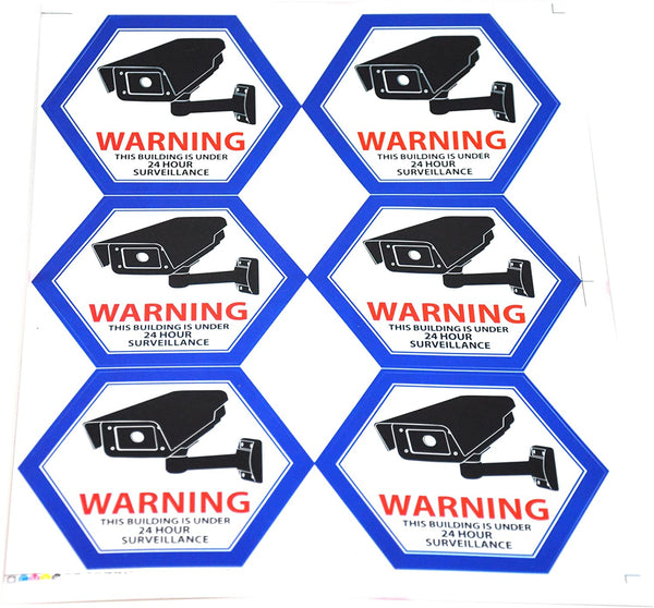 Mandala Craft Security Camera Decal Warning Window Stickers, CCTV Video Surveillance Recording Signs from Vinyl for Indoors, Outdoors; Back Adhesive Yellow