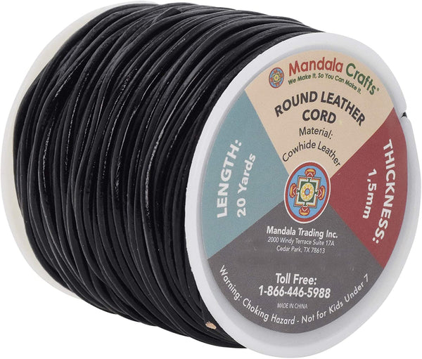 Mandala Crafts Round Cowhide Genuine Leather String Cord, Natural Rawhide Rope for Jewelry Making, Kumihimo Braiding, Shoelaces