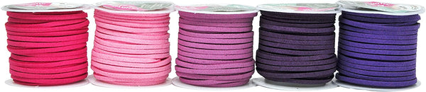 Mandala Crafts 138 Yards Jewelry Making Flat Micro Fiber Lace Faux Suede Leather Cord (25 Rolls Combo)