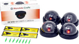 Fake Security Camera - Dummy Security Camera CCTV Dome Surveillance with Flashing Red LED Light for Home Business Indoor Outdoor by Mandala Crafts Pack of 4