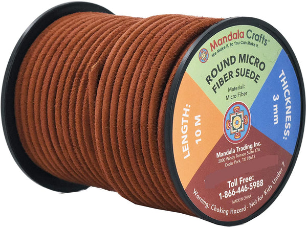Mandala Crafts Vegan Leather Cord Faux Suede Cord for Jewelry Making – Round Suede Lace from Micro Fiber – Suede String Leather Cord for Beading Lacing Crafts 11 Yards