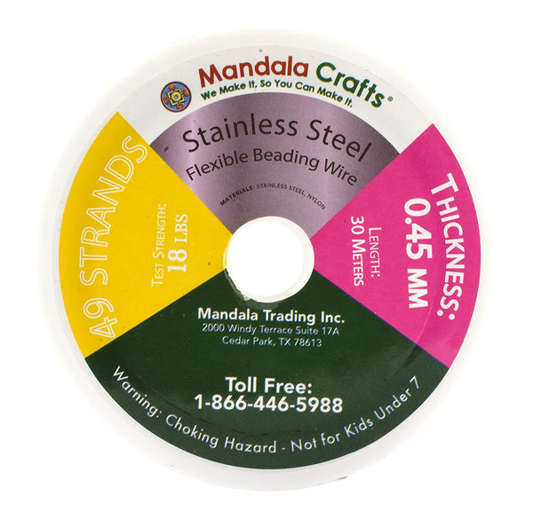 Mandala Crafts Nylon Stainless Steel 18 20 21 22 24 25 Gauge 49 Strand –  MudraCrafts