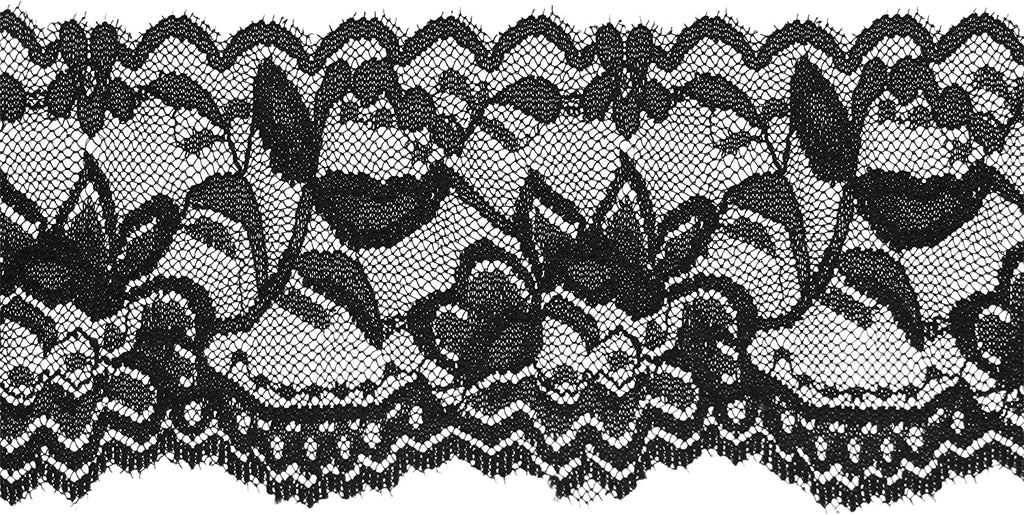 Black Lace Fabric Lace Trim, Stretch Floral Lace Ribbon Trim, Wide Elastic  Sewing Lace Crafts Decorating (Black 7Inch ✖ 5Yards) : : Home