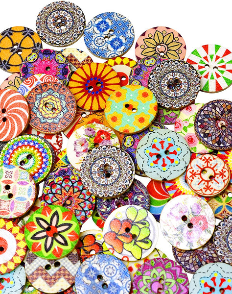 100 Assorted Colorful Buttons Bright Colors Mixed Sizes Craft Supply  Variety