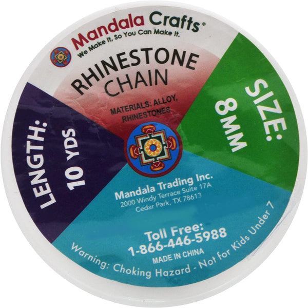Mandala Crafts DIY Rhinestone Chain – Rhinestone Trim Cup Close Chain - Rhinestone Roll Crystal Chain Rhinestones for Crafts Sewing Jewelry Making Decoration 1 Row 2mm 20 Yards Silver