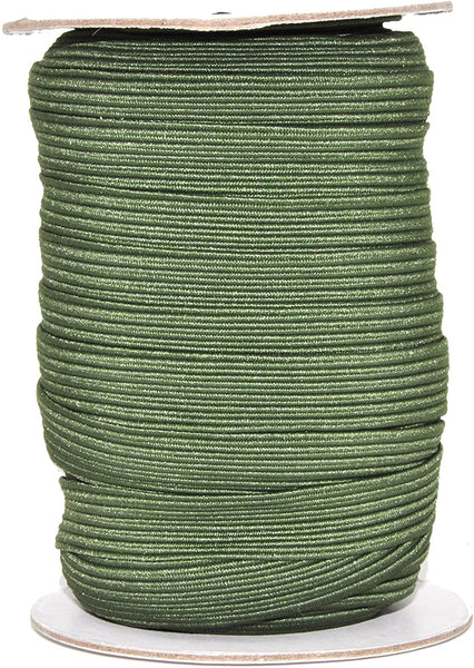 Mandala Crafts Flat Elastic Band, Braided Stretch Strap Cord Roll for Sewing and Crafting; 1/2 inch 12mm 20 Yards Olive Green