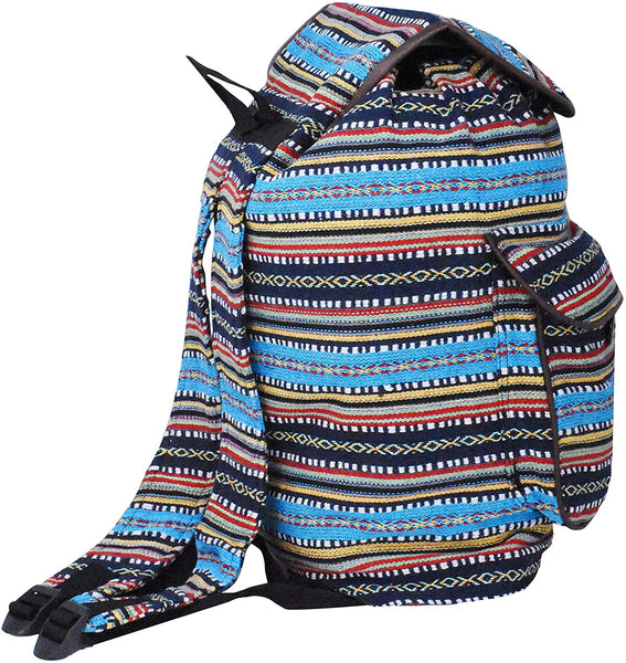 Bohemian Backpack – Boho Backpack Purse - Baja Backpack Hippie Backpack for Women Men Baja Blue