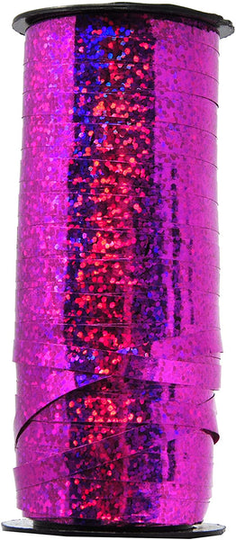 Mandala Crafts Glitter Curling Ribbon, Crimped, Iridescent, Metallic Décor for Balloon, Gift Wrapping, Party Favors, Holiday, 5mm (Two Rolls 200 Yards, Hot Pink)