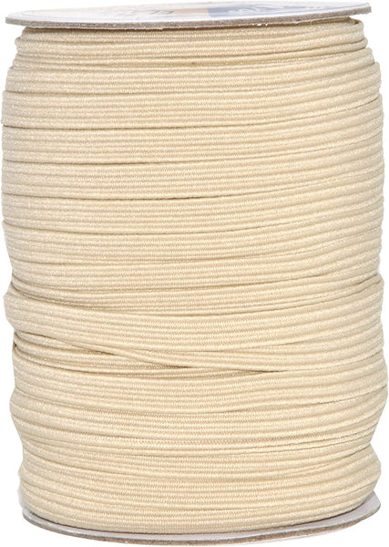Mandala Crafts Flat Elastic Band, Braided Stretch Strap Cord Roll for Sewing and Crafting; 1/4 inch 6mm 50 Yards Russet Brown