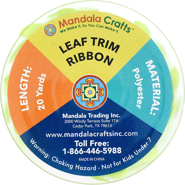 Mandala Crafts Rainbow Leaf Ribbon for Crafts - Leaf Trim Ribbon – Leaf Ribbon Roll for Botanical Leaf Ribbon Backdrop Baby Shower Party Wedding 20 Yards