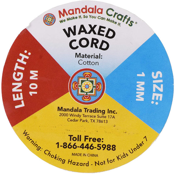 Mandala Crafts 1mm 109 Yards Jewelry Making Beading Crafting Macramé Waxed Cotton Cord Thread (Silver)
