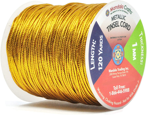 Mandala Crafts Metallic Cord Tinsel String Rope for Ornament Hanging, Decorating, Gift Wrapping, Crafting