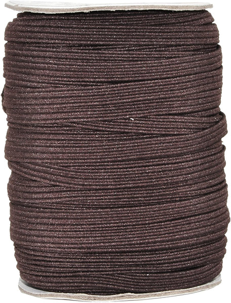 Mandala Crafts Flat Elastic Band, Braided Stretch Strap Cord Roll for Sewing and Crafting; 1/4 inch 6mm 50 Yards Brown