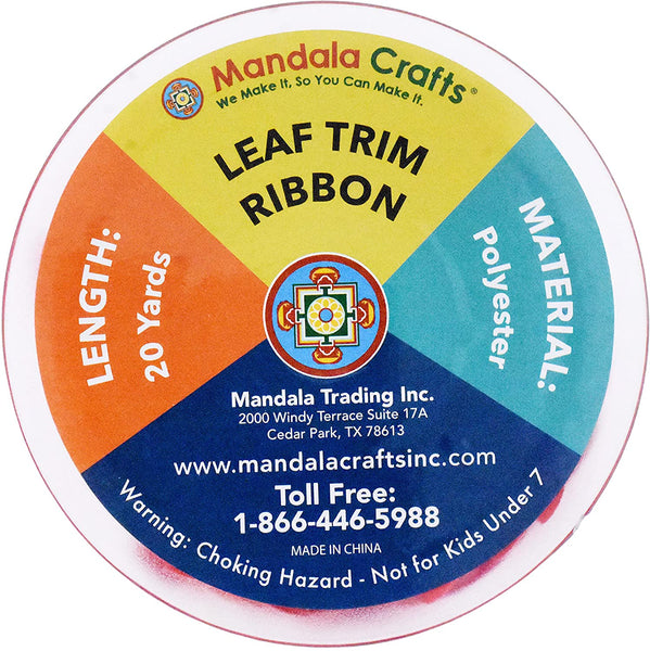 Mandala Crafts Rainbow Leaf Ribbon for Crafts - Leaf Trim Ribbon – Leaf Ribbon Roll for Botanical Leaf Ribbon Backdrop Baby Shower Party Wedding 20 Yards