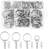 Mandala Crafts Split Key Ring with Chain Kit – Keychain Rings with Open Jump Rings for Keychains – Keychain Kit with Screw Eye Pins for Resin Keychain Crafts 0.6" to 1.2” 300 PCs