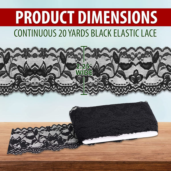 1roll Lace Ribbon Party Decoration, Black Lace Ribbon For Gift