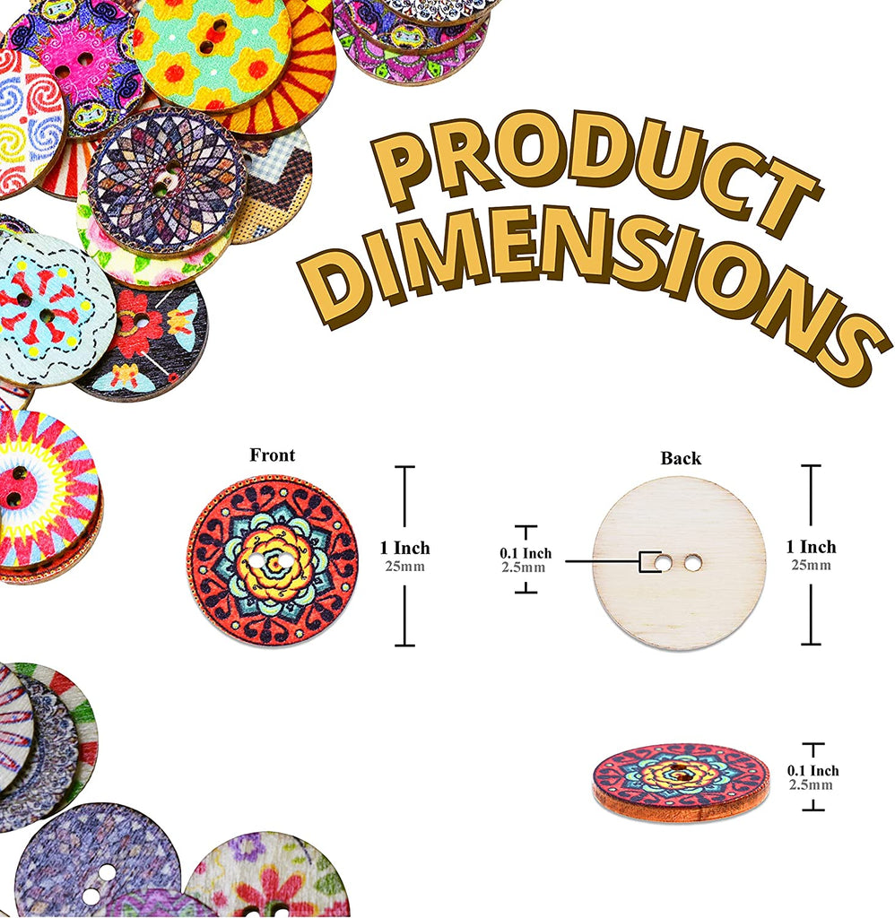 Mandala Crafts Mixed Round Flower Buttons for Sewing – 1 Inch