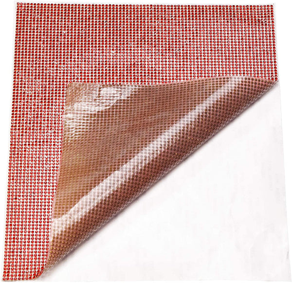 Mandala Crafts Adhesive Rhinestone Sticker for Bling Car Accessories, Glitter Wrap (Red, 2mm Rhinestone 7.75 X 9.5 Inches)