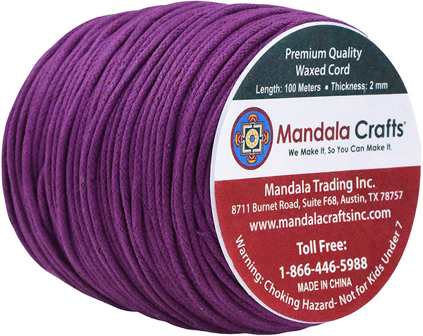 Mandala Crafts 2mm Waxed Cotton Cord Rope for Necklace Bracelet Jewelry Making String Beading Macrame Braiding 109 Yards