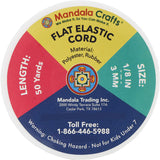 Mandala Crafts Flat Elastic Band, Braided Stretch Strap Cord Roll for Sewing and Crafting; 1/8 inch 3mm 50 Yards