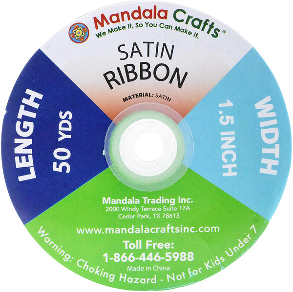 Aqua Satin Ribbon 1 1/2 Inch 50 Yard Roll for Gift Wrapping, Weddings, Hair, Dresses, Blanket Edging, Crafts, Bows, Ornaments; by Mandala Crafts