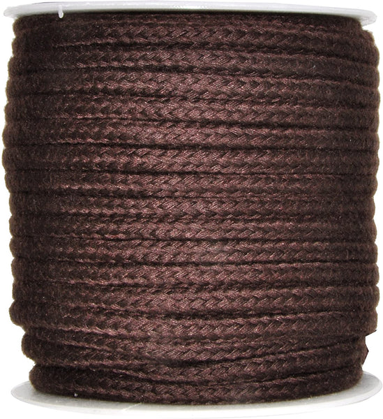 Mandala Crafts Soft Drawstring Replacement Rope Upholstery Crochet Macramé Cotton Welt Trim Piping Cord (Brown, 2mm)