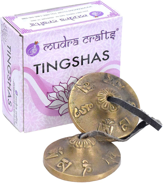 Meditation Bell - Tingsha Cymbals with Straps - Meditation Chime Tibetan Bell for Healing Yoga Meditation in a Box by Mudra Crafts, Tibet Mantra