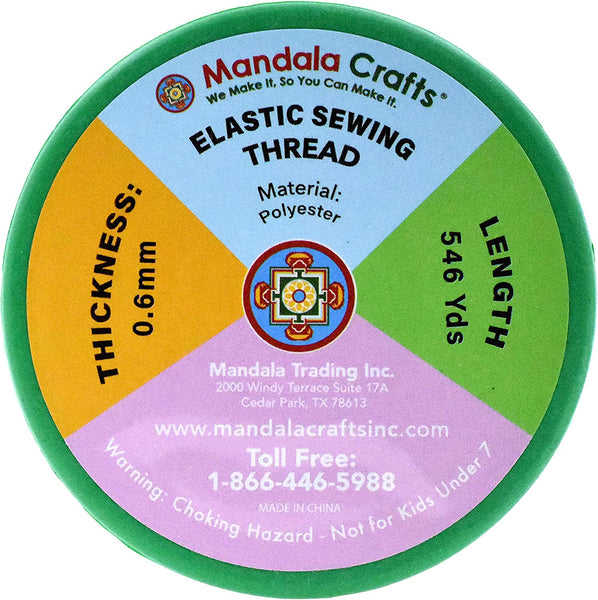 Shirring Elastic Thread for Sewing - White Thin Fine Elastic Sewing Thread for Sewing Machine Knitting by Mandala Crafts 0.6mm 546 Yards