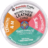 Mandala Crafts Round Suede Cord for Jewelry Making, Genuine Cowhide Leather Rope for Beading, Braiding, DIY Crafting