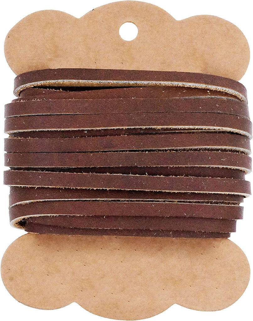 Mandala Crafts Genuine 2.5 inch Wide Brown Leather Strap - Flat Black Leather Strips - 4 Feet Long Cowhide Cord Leather Straps for Crafts Leather