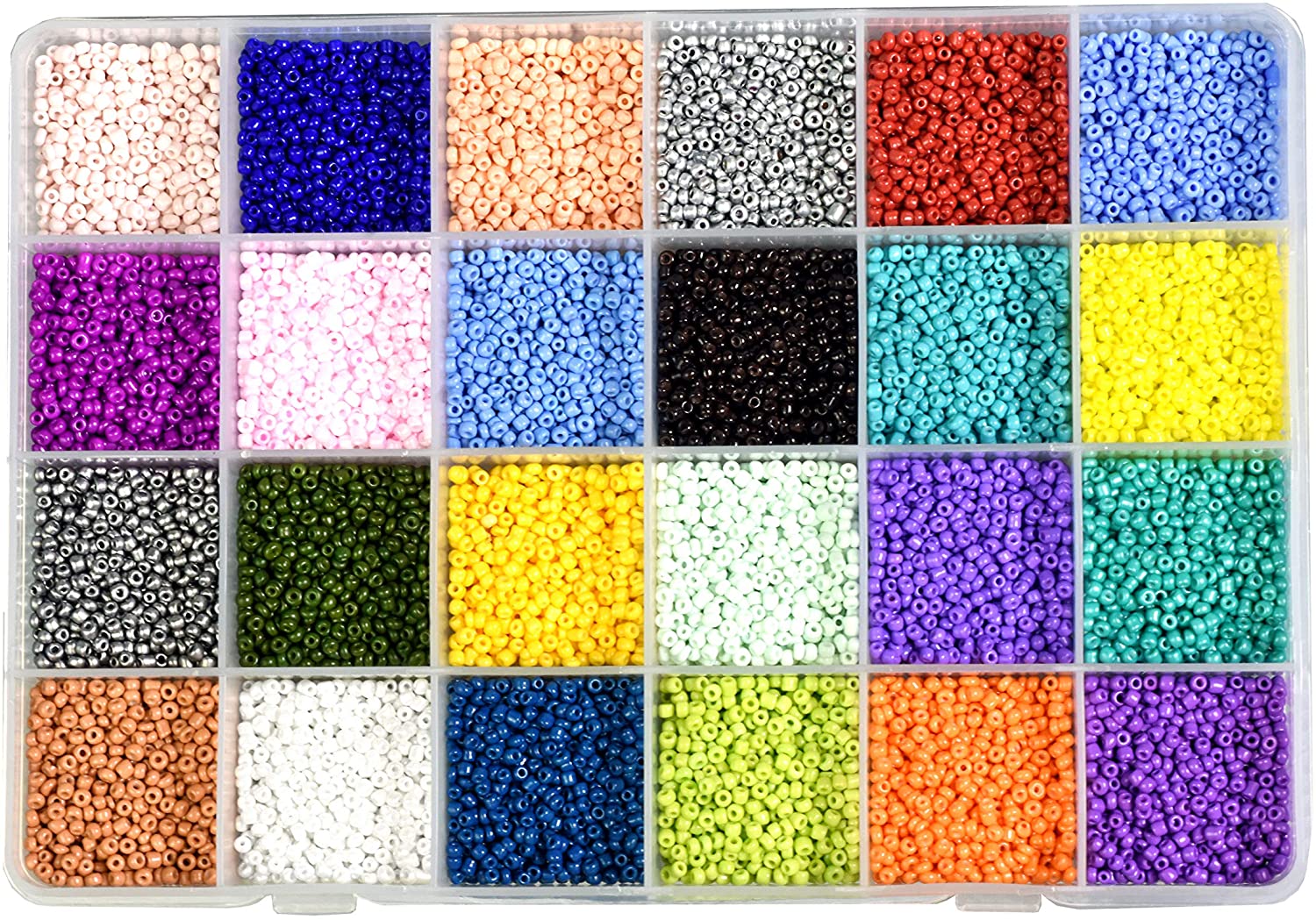 Mandala Crafts Glass Seed Beads for Jewelry Making – Mini Glass Beads for Bracelets Waist Beads - Small Pony Beads Kit Bulk Beading Supplies for Crafts Round 9000 PCs 3 X 2mm Size 8/0 Combo 2